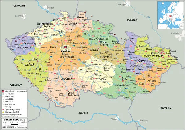 POLITICAL Map of Czechia