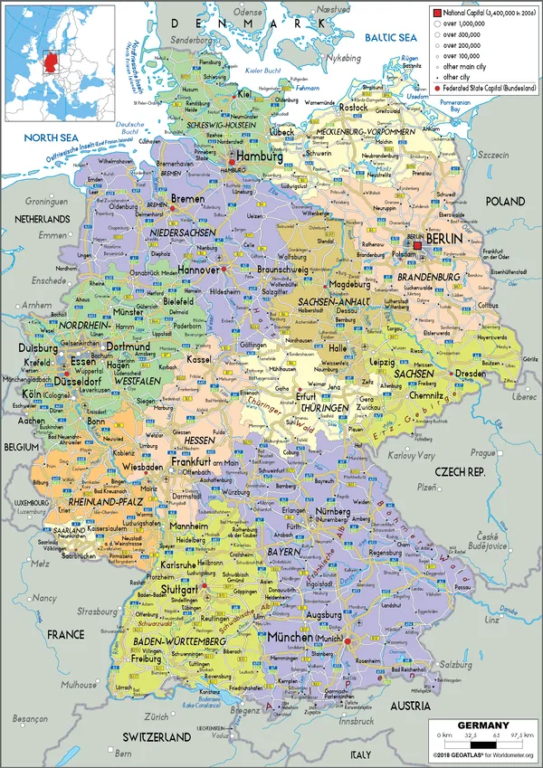 POLITICAL Map of Germany