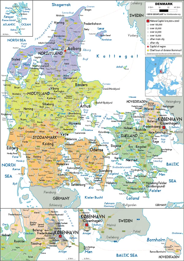 POLITICAL Map of Denmark