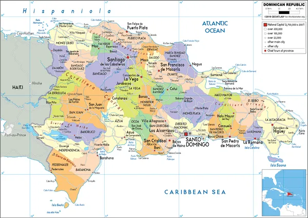 POLITICAL Map of the Dominican Republic