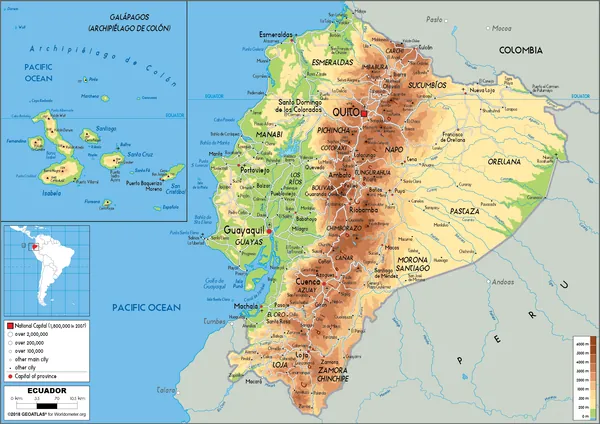 PHYSICAL Map of Ecuador