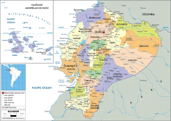POLITICAL Map of Ecuador