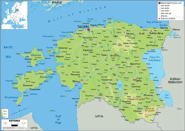 PHYSICAL Map of Estonia