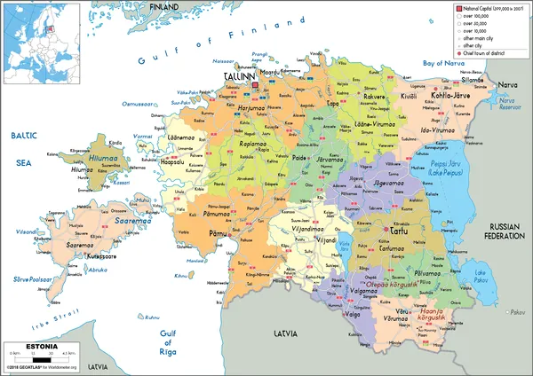 POLITICAL Map of Estonia
