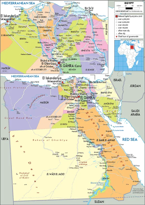 POLITICAL Map of Egypt