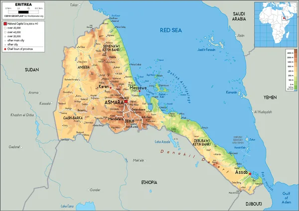 PHYSICAL Map of Eritrea