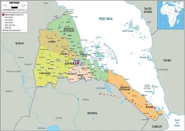 POLITICAL Map of Eritrea
