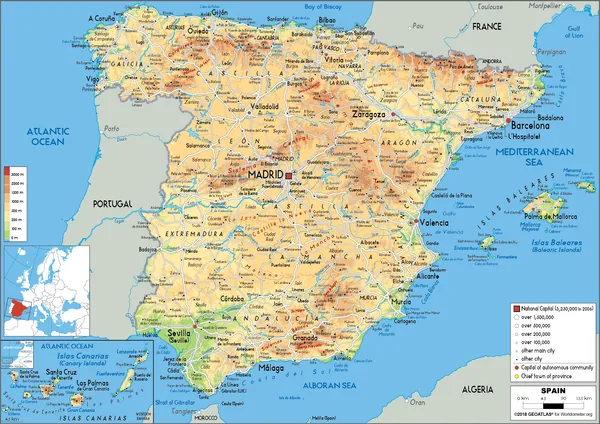PHYSICAL Map of Spain