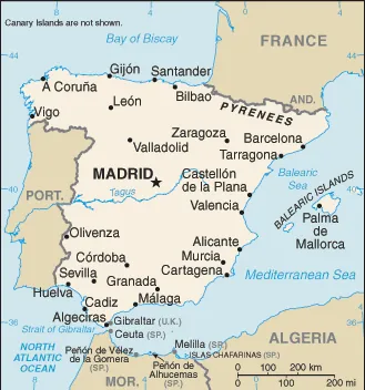 SIMPLE Map of Spain