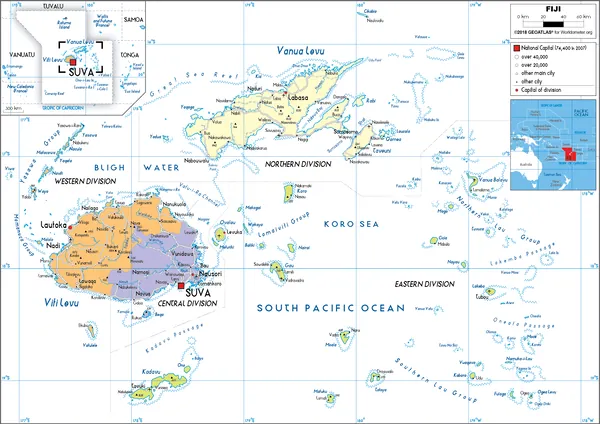 POLITICAL Map of Fiji