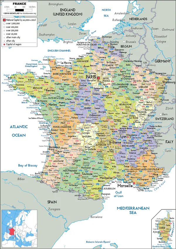 POLITICAL Map of France