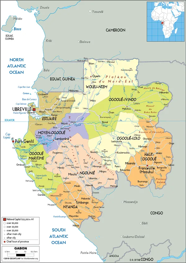 POLITICAL Map of Gabon