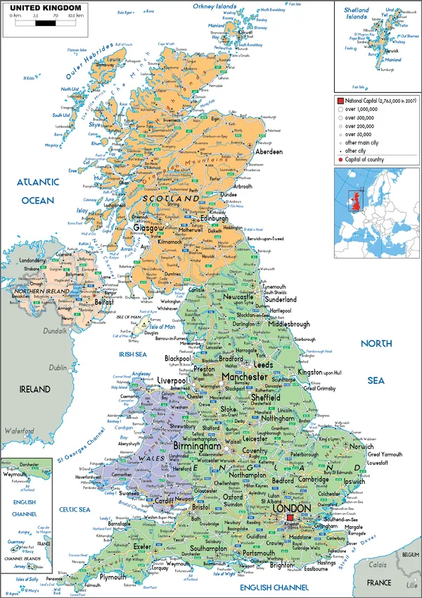 POLITICAL Map of the United Kingdom