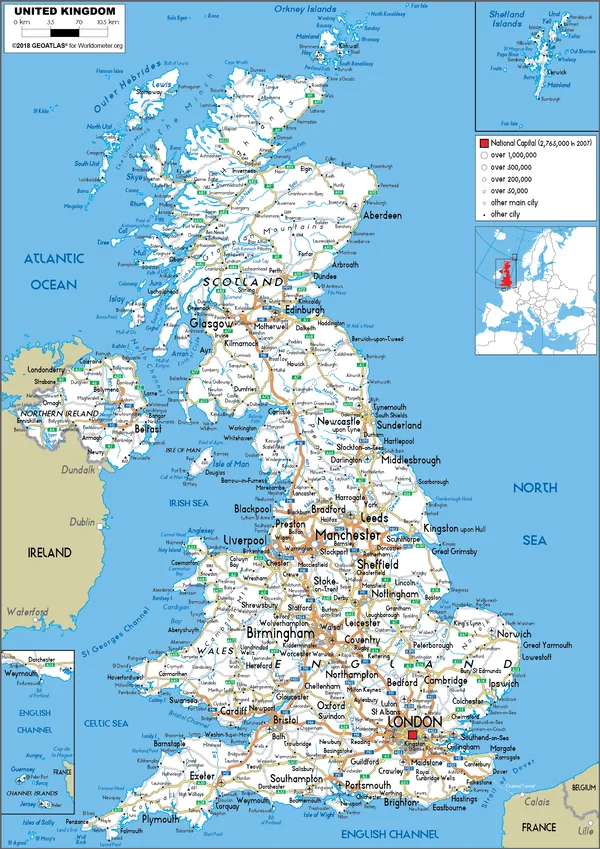 ROAD Map of the United Kingdom