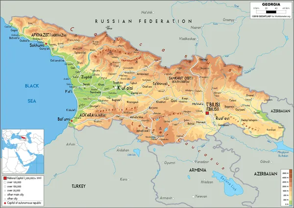 PHYSICAL Map of Georgia