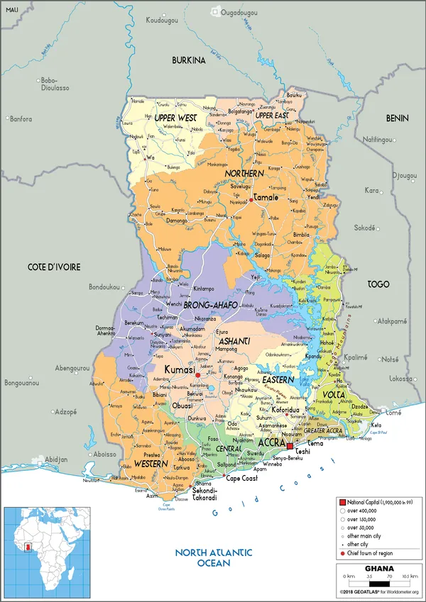 POLITICAL Map of Ghana