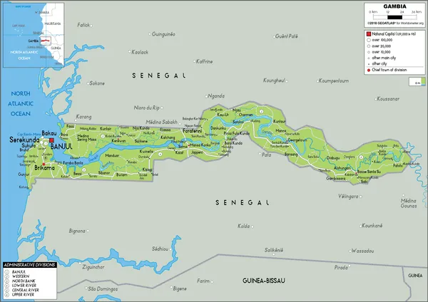 PHYSICAL Map of Gambia