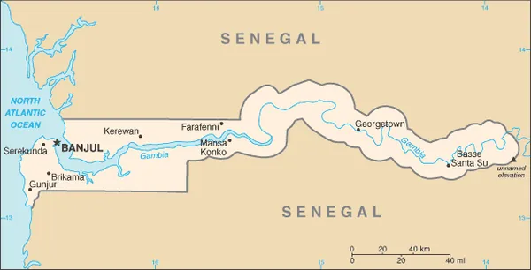 SIMPLE Map of Gambia