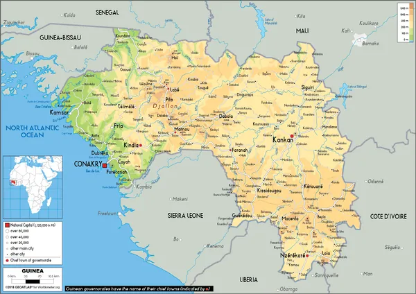 PHYSICAL Map of Guinea