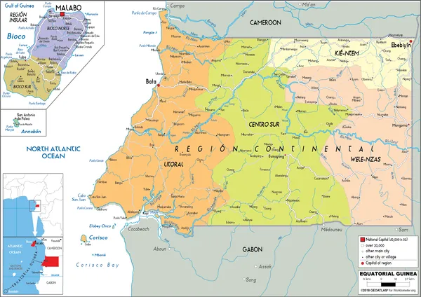 POLITICAL Map of Equatorial Guinea