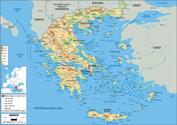 PHYSICAL Map of Greece