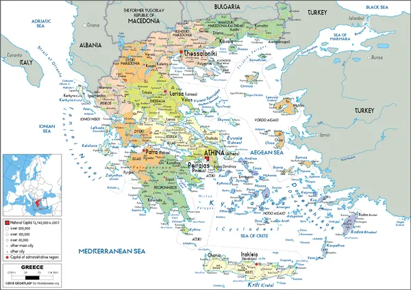 POLITICAL Map of Greece