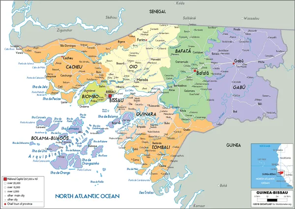 POLITICAL Map of Guinea-Bissau