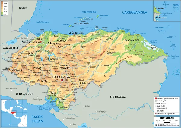PHYSICAL Map of Honduras