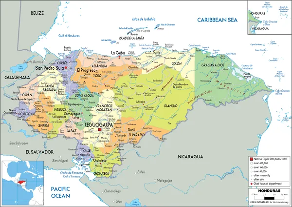 POLITICAL Map of Honduras