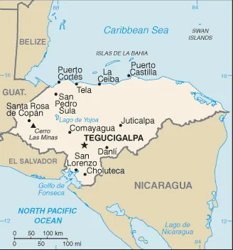 SIMPLE Map of Honduras