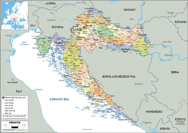 POLITICAL Map of Croatia
