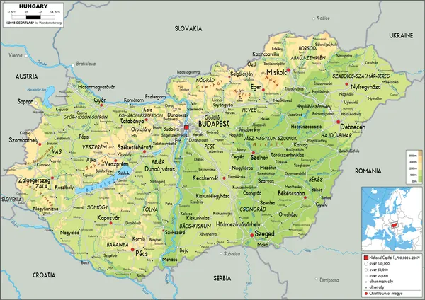 PHYSICAL Map of Hungary