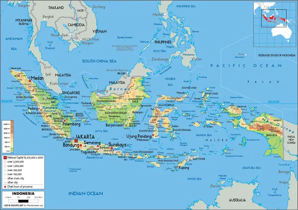 PHYSICAL Map of Indonesia