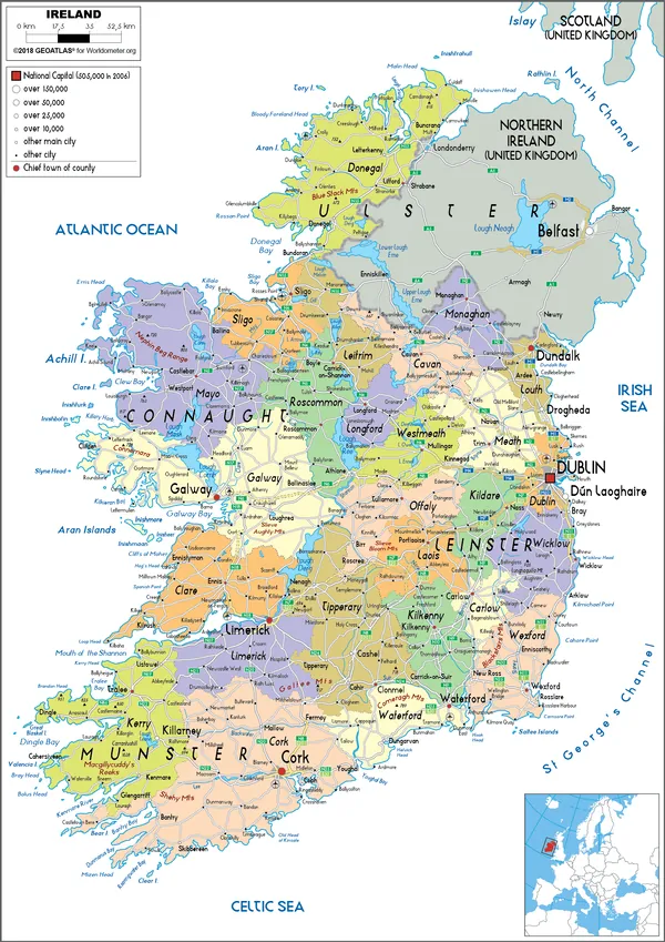 POLITICAL Map of Ireland