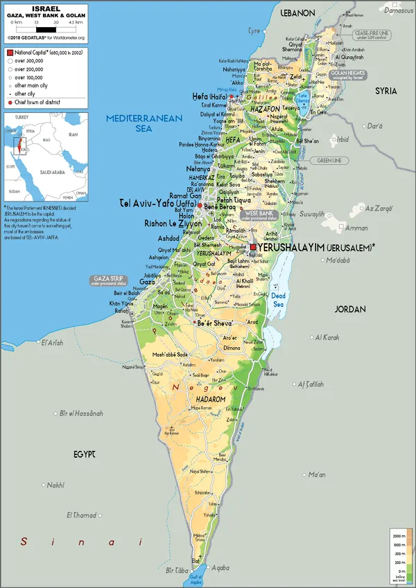 PHYSICAL Map of Israel