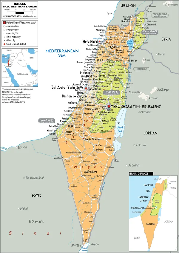 POLITICAL Map of Israel