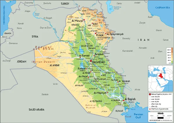 PHYSICAL Map of Iraq