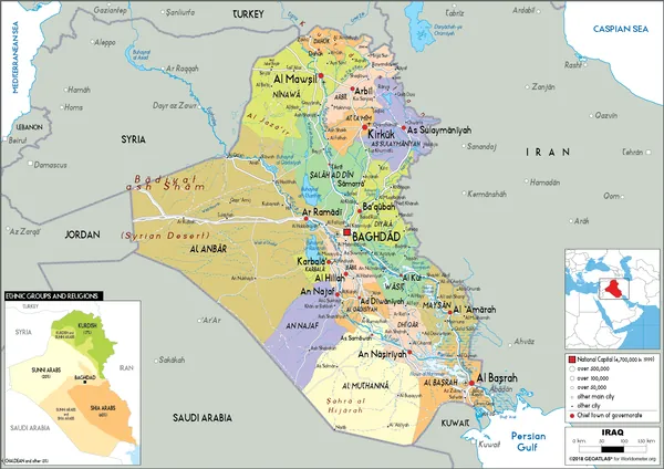 POLITICAL Map of Iraq