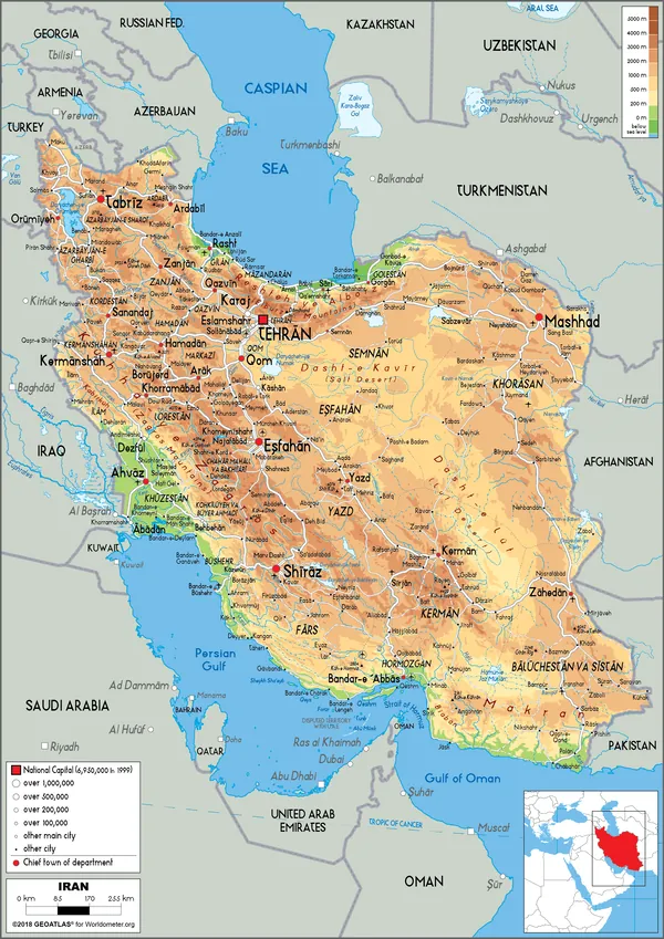 PHYSICAL Map of Iran