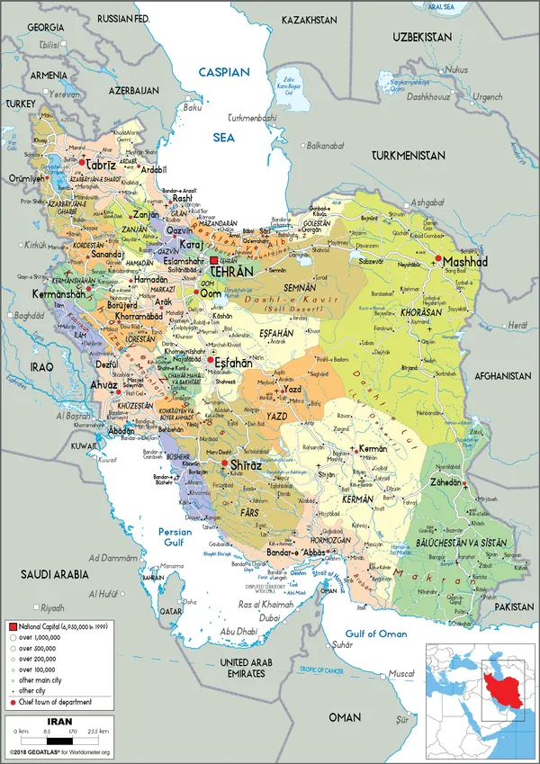 POLITICAL Map of Iran