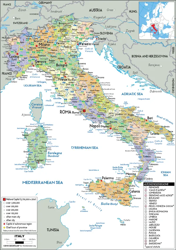 POLITICAL Map of Italy