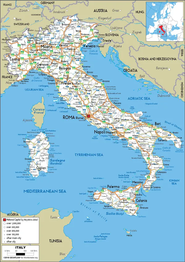 ROAD Map of Italy