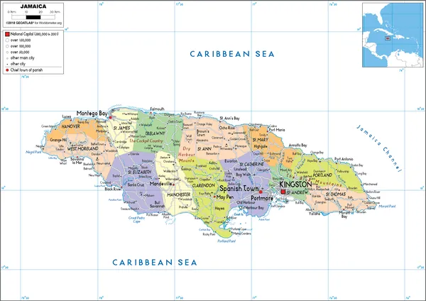 POLITICAL Map of Jamaica