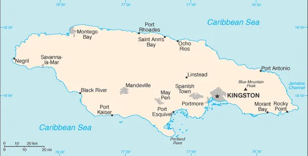 SIMPLE Map of Jamaica