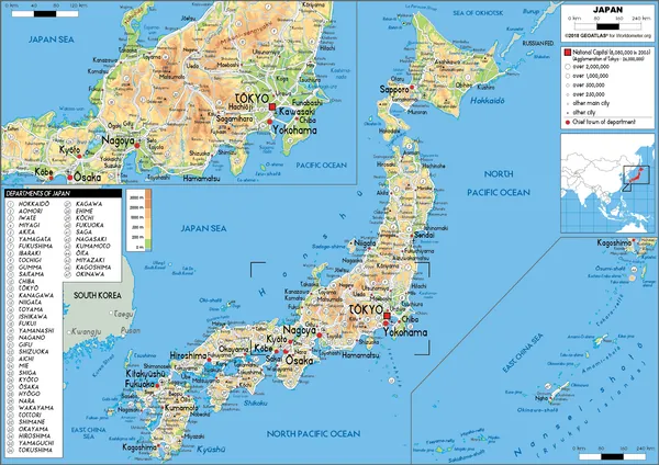 PHYSICAL Map of Japan