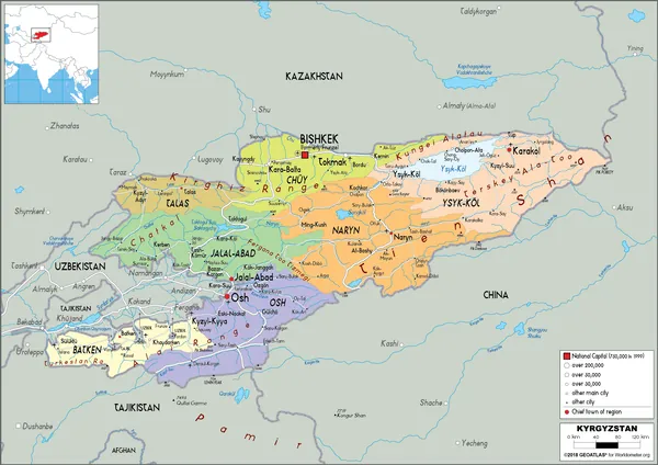 POLITICAL Map of Kyrgyzstan