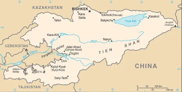SIMPLE Map of Kyrgyzstan