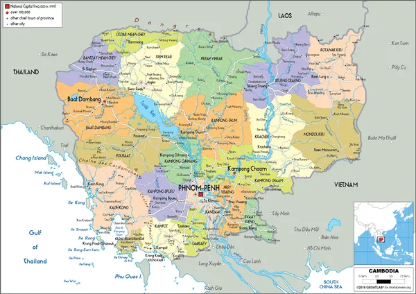 POLITICAL Map of Cambodia