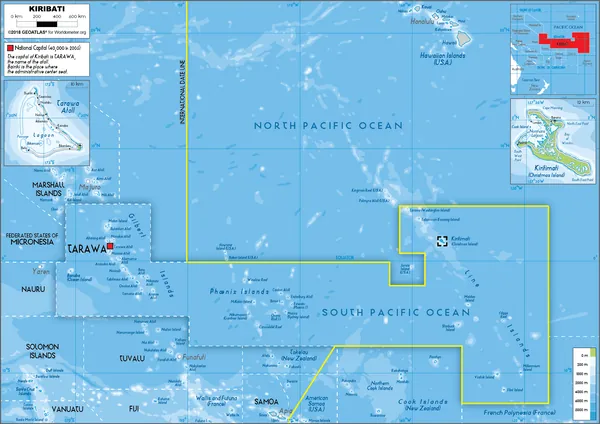 PHYSICAL Map of Kiribati
