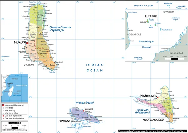 POLITICAL Map of Comoros